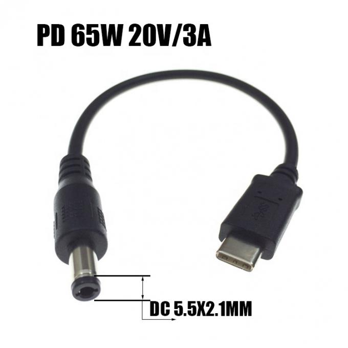 急速充電 20V 3A 65W USBタイプ C から 5.5mm X 2.1mm DC パワー PD ラップトップ用充電ケーブル 2