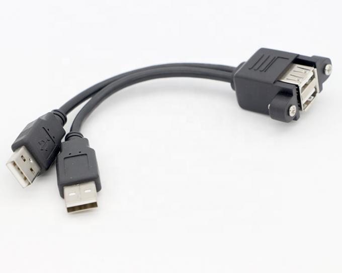 スクリューロックストッド 0.5m 1m 男性から女性 双 USB 2.0 パネルマウント拡張ケーブル 2