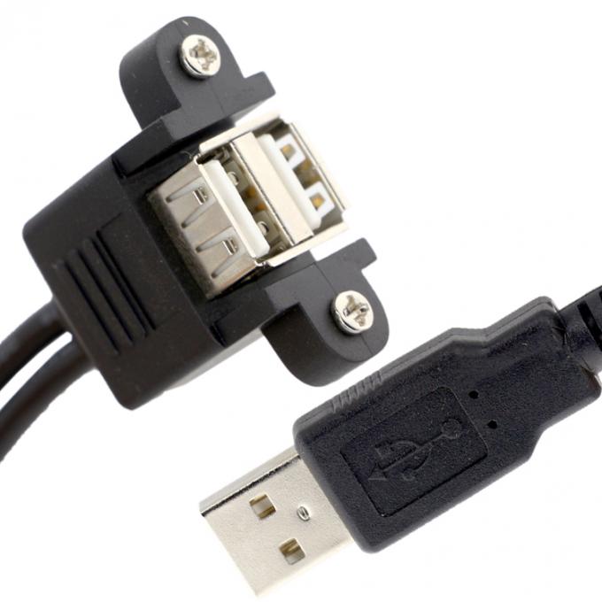 スクリューロックストッド 0.5m 1m 男性から女性 双 USB 2.0 パネルマウント拡張ケーブル 3