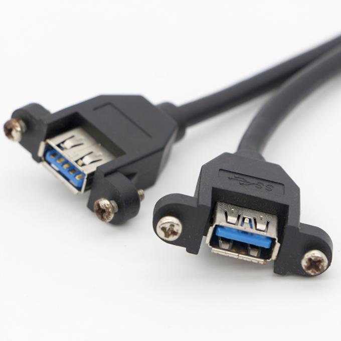 OEMスクリューロックスタッド 双 USB 3.0タイプA 女性パネルマウントケーブル モレックスコネクタ 2
