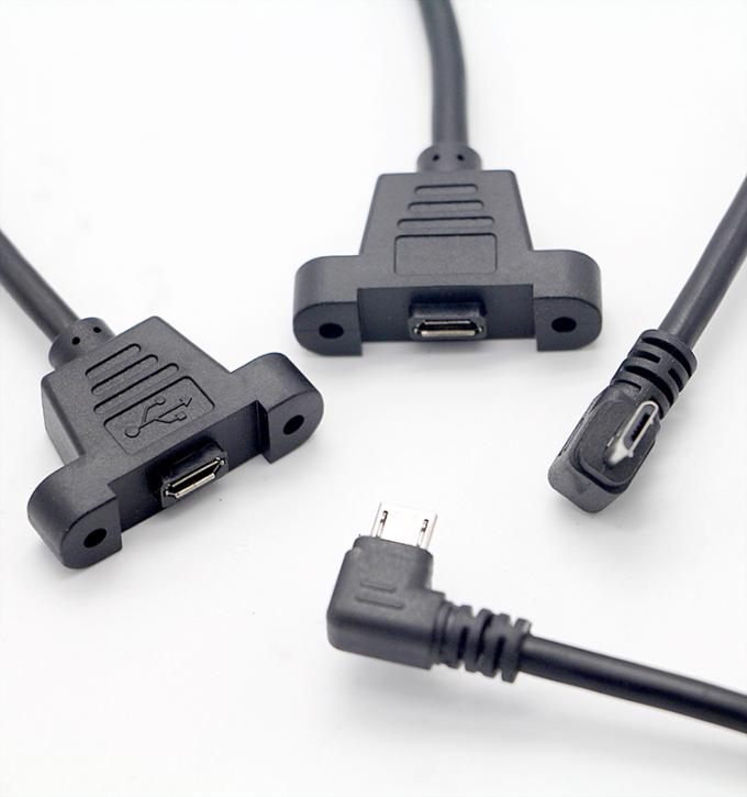 カスタム 0.3M 1M 90度 上下 左右角 スクリュー マイクロパネルマウント USB拡張ケーブル 3