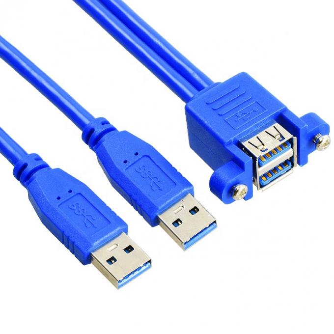 双重タイプA 男性から女性パネルマウント USB 3.0拡張ケーブル 2