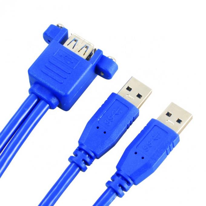 双重タイプA 男性から女性パネルマウント USB 3.0拡張ケーブル 4