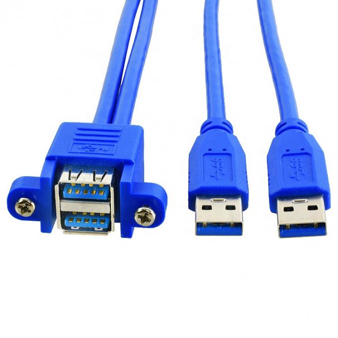 双重タイプA 男性から女性パネルマウント USB 3.0拡張ケーブル 3