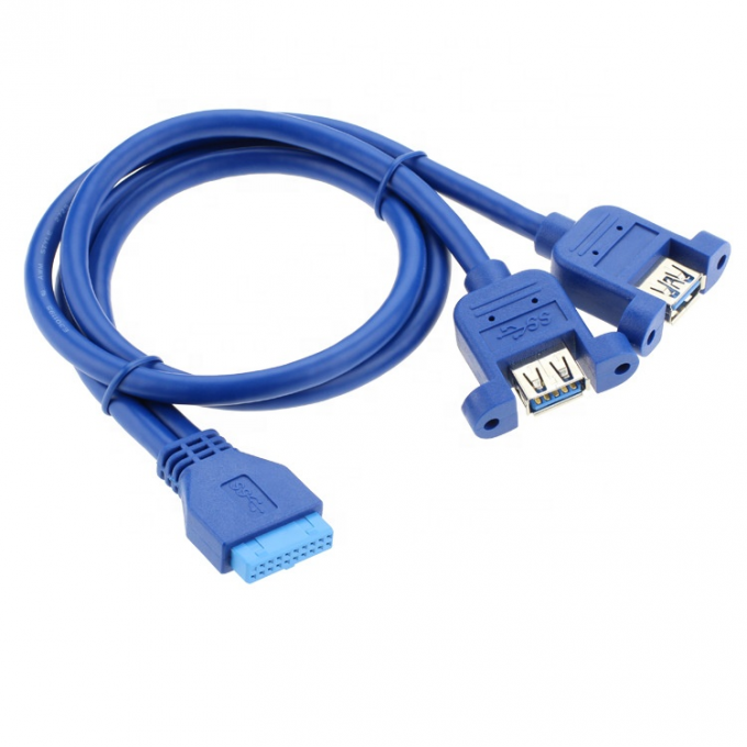 デュアルパネルマウント USB 3.0 女性からIDC 20 PIN 女性PCケース マザーボードケーブル 1