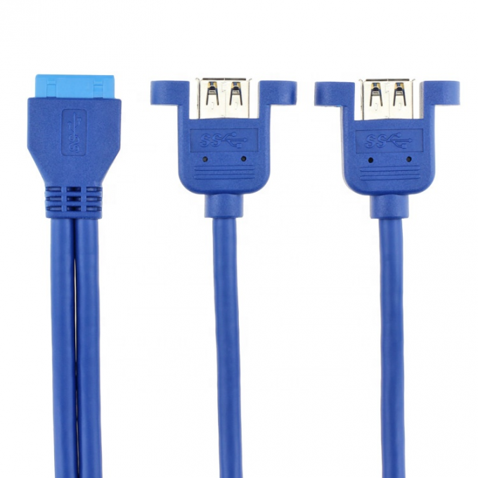 デュアルパネルマウント USB 3.0 女性からIDC 20 PIN 女性PCケース マザーボードケーブル 2
