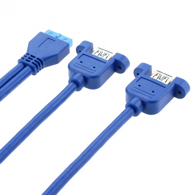 デュアルパネルマウント USB 3.0 女性からIDC 20 PIN 女性PCケース マザーボードケーブル 3