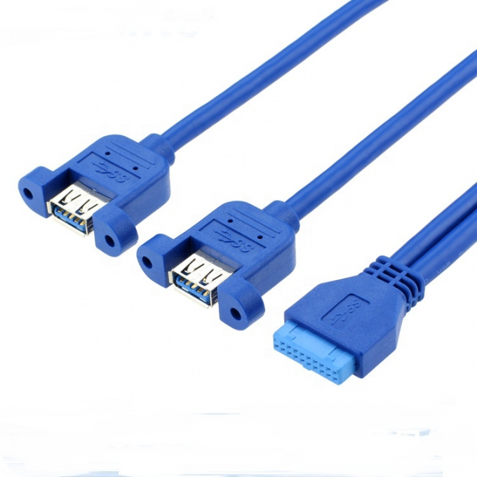 デュアルパネルマウント USB 3.0 女性からIDC 20 PIN 女性PCケース マザーボードケーブル 4