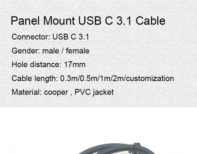 30cm 50cm スクリューパネルマウント 男性から女性 USBタイプC 3.1拡張ケーブル 1