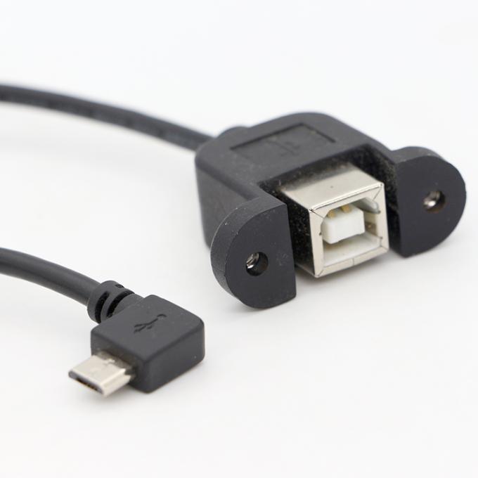 カスタムスクリューロック 90度アングル マイクロB 男性 USB2.0タイプB 女性パネルマウント拡張ケーブル 6
