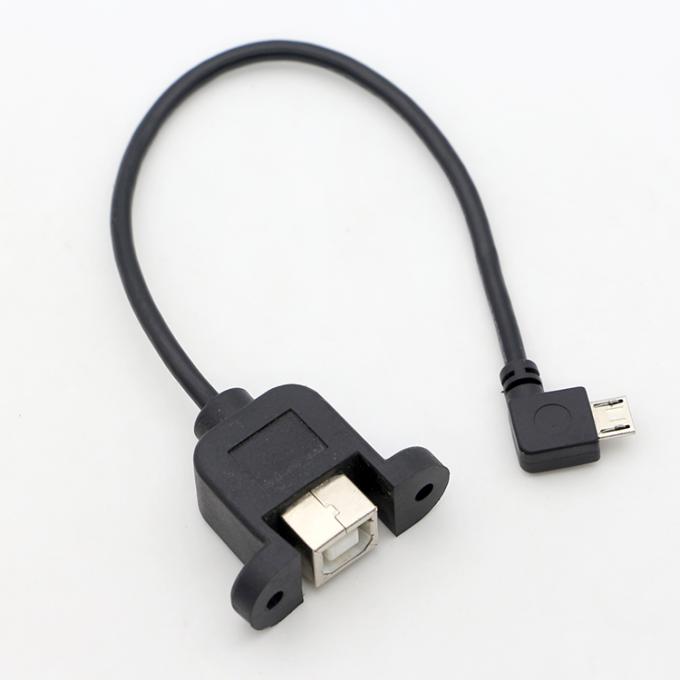 カスタムスクリューロック 90度アングル マイクロB 男性 USB2.0タイプB 女性パネルマウント拡張ケーブル 4