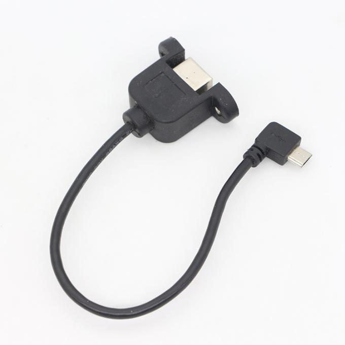 カスタムスクリューロック 90度アングル マイクロB 男性 USB2.0タイプB 女性パネルマウント拡張ケーブル 5