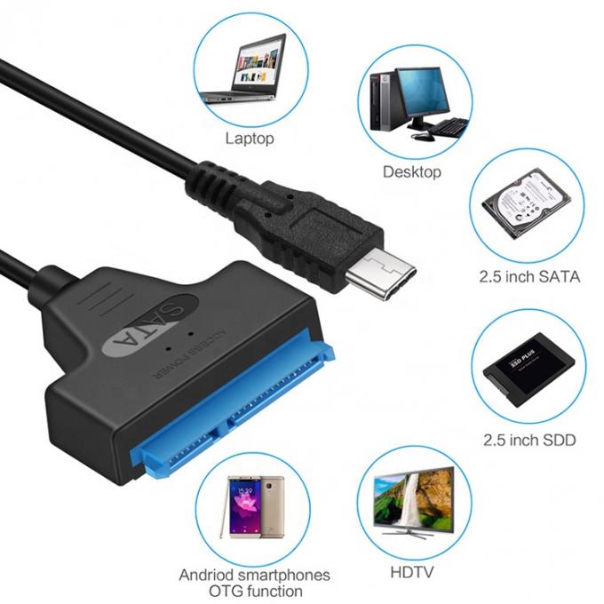 高速 5Gbps SDD HDD ハードドライブ 2.5 インチ USBタイプ C 3.1 から Sata アダプターケーブル 4