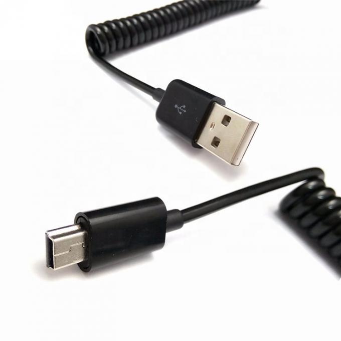 OEM 1M 2M データ 充電 スパイラル 巻き USB から MINI USB ケーブル 2