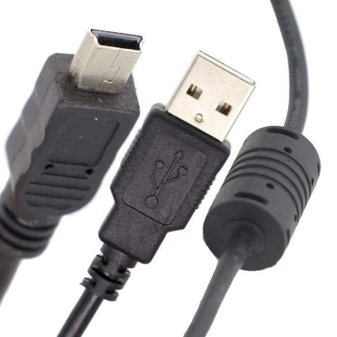 1.5m USB A から Mini B 5PIN USB 2.0 データ充電 OTGケーブル フェライト 2