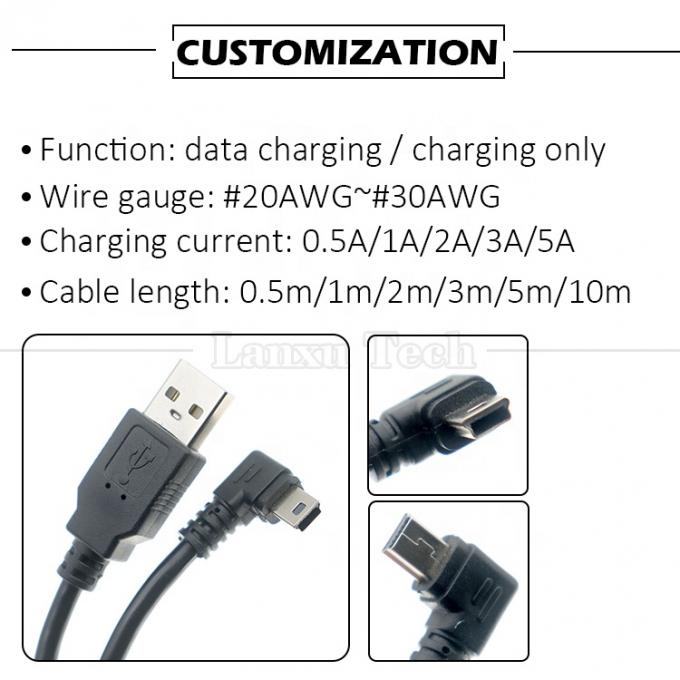 パーソナライゼーション 90 度 左角 USB A 男性からMINI 5P USBケーブル PS3コントローラカメラ 1