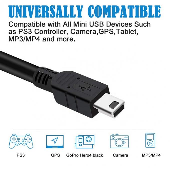 オーダーメイド シード ミニ B 5 PIN USB 2.0 充電器 データケーブル PS3 コントローラー カメラ 3