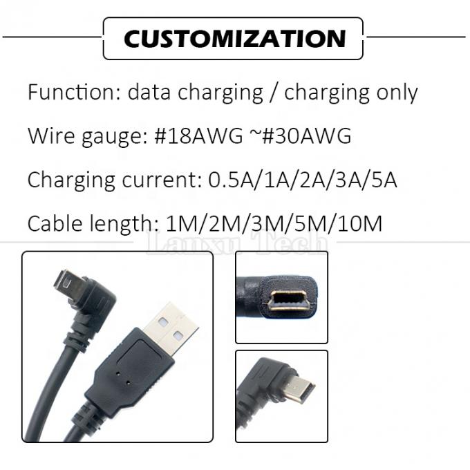 1m 2m 3m 5m 90度 L形 右左角 USB 2.0 A 男性からミニ B 5ピン USB データ充電ケーブル MP3 カメラ 3