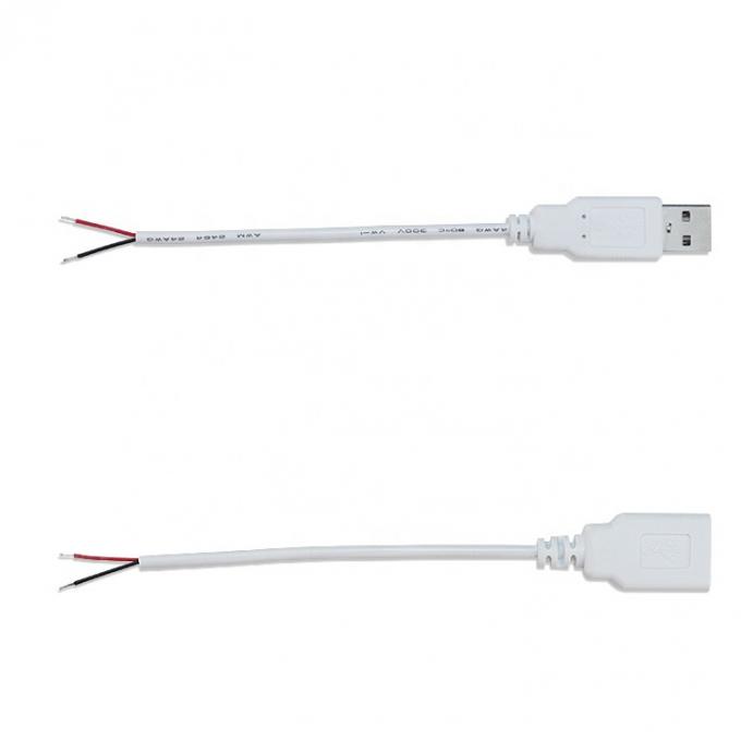 カスタム 1m 2m 3m ホワイト USB A 男性からオープンエンド 缶詰のワイヤ ブレイクアウト拡張ケーブル 1