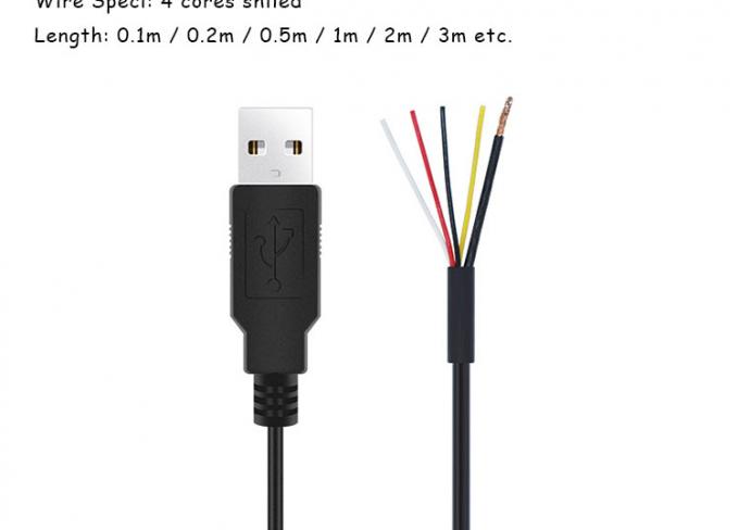 シールドUSB A 男性から4つの裸のワイヤー オープンエンドピグテールケーブル 3