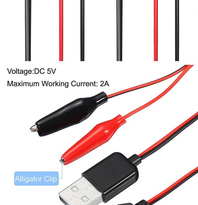 男性 女性USBコネクタにダブル銅 クロコダイルクランプ アリガタークリップ テストリード 電路用アダプターケーブル 1