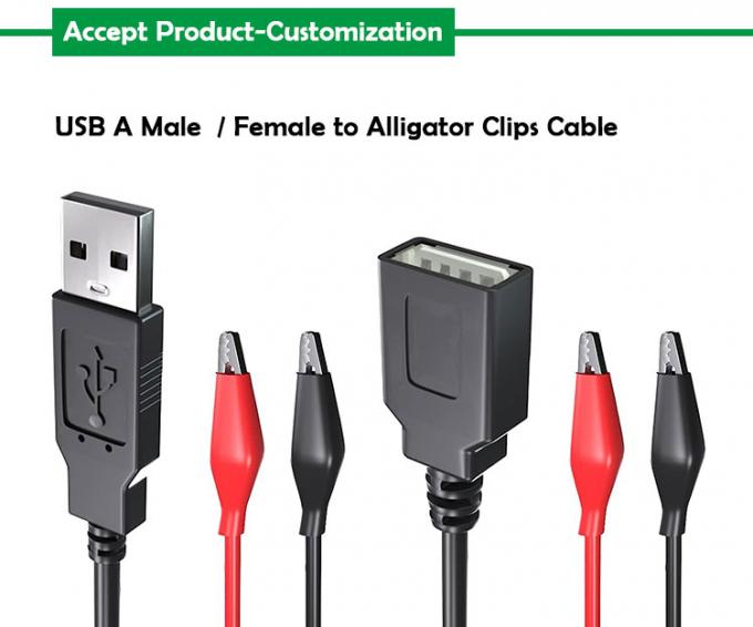 男性 女性USBコネクタにダブル銅 クロコダイルクランプ アリガタークリップ テストリード 電路用アダプターケーブル 0