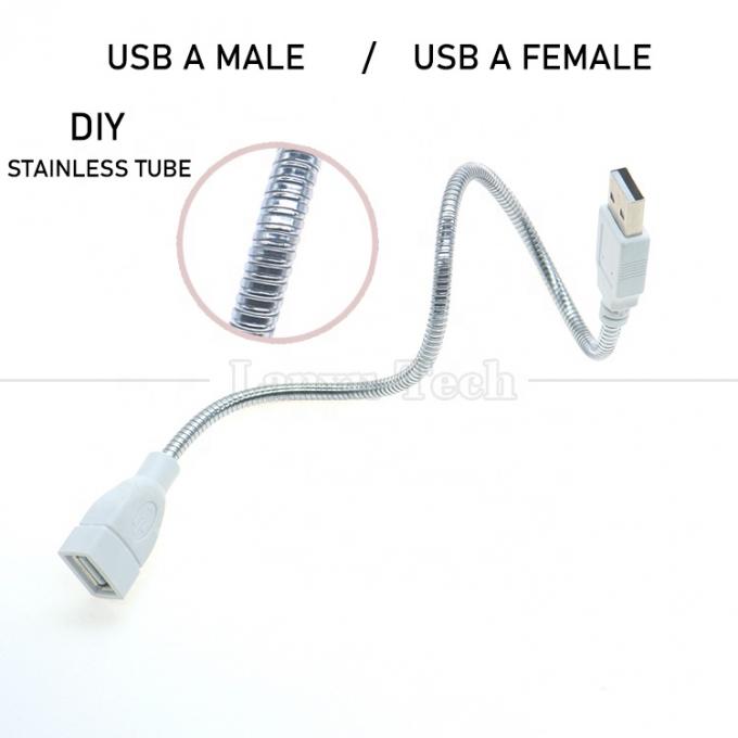 柔軟性のある金属ステンレスホース 男性から女性用USB充電拡張アダプターケーブル 2