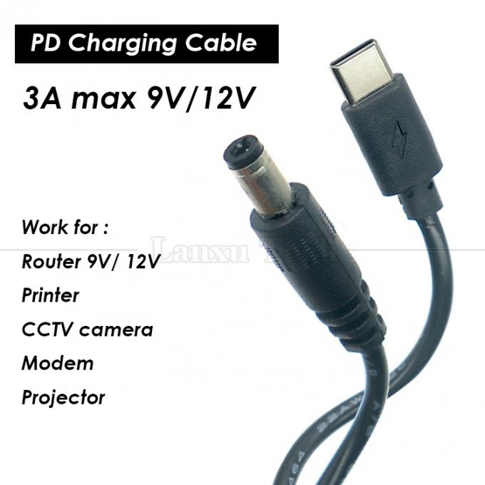 PD 充電 3A 9V 12V 15V 20V USBタイプ C から DC 5.5x2.1mm ジャック アダプター 変換ケーブル Wi-Fi ルータ モデム プロジェクター カメラ 0