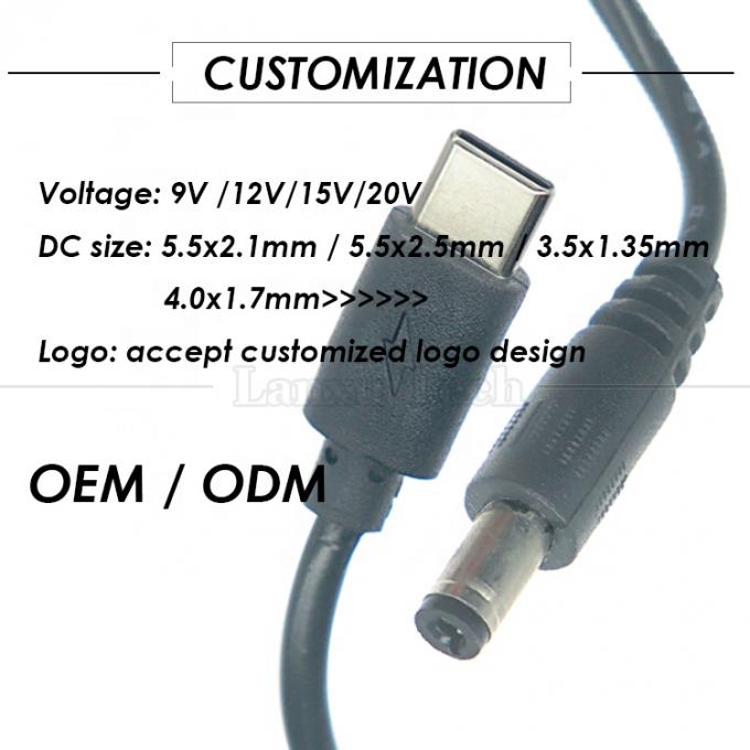 PD 充電 3A 9V 12V 15V 20V USBタイプ C から DC 5.5x2.1mm ジャック アダプター 変換ケーブル Wi-Fi ルータ モデム プロジェクター カメラ 5