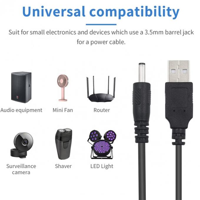 1 メートル USB メールからDC バレル ジャック 3.5mm 1.35mm パワーチャージャーケーブル ルータスピーカー 5