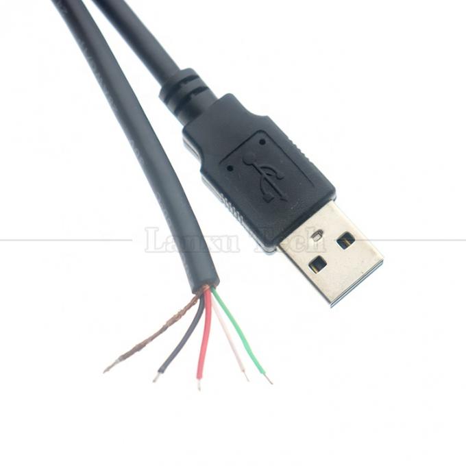 カスタムUSB2.0タイプA 男性から剥がされた缶詰 2 3 4ワイヤーオープンエンドピグテールデータ充電ケーブル 3