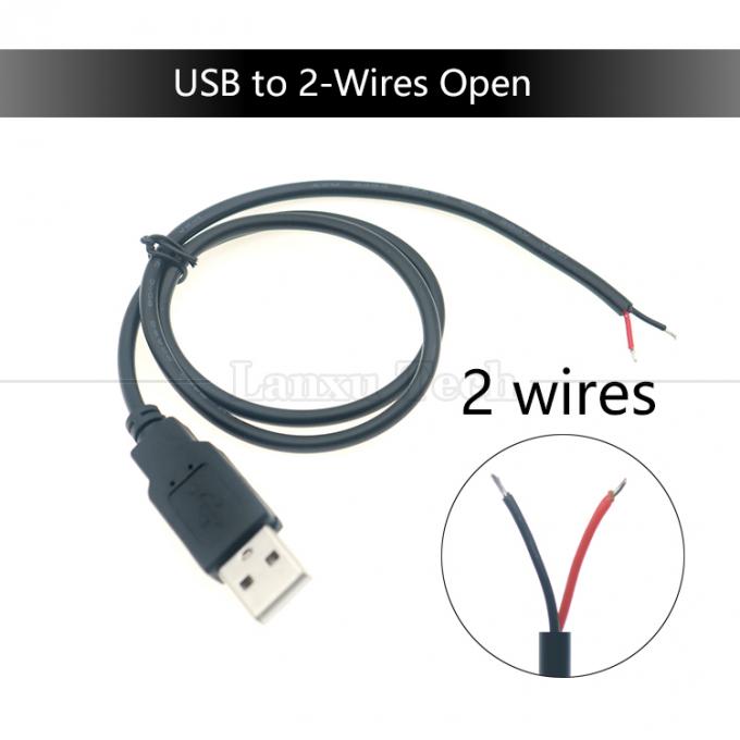 カスタムUSB2.0タイプA 男性から剥がされた缶詰 2 3 4ワイヤーオープンエンドピグテールデータ充電ケーブル 9
