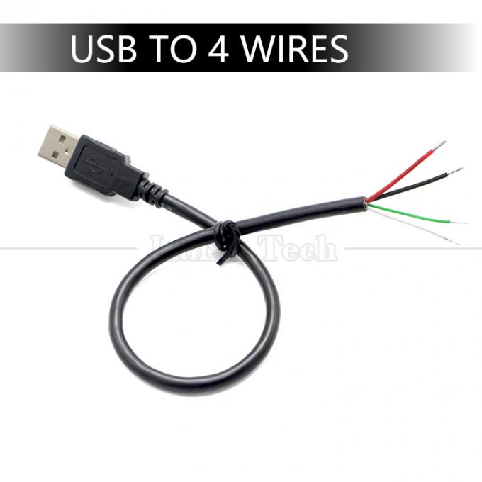 カスタムUSB2.0タイプA 男性から剥がされた缶詰 2 3 4ワイヤーオープンエンドピグテールデータ充電ケーブル 8