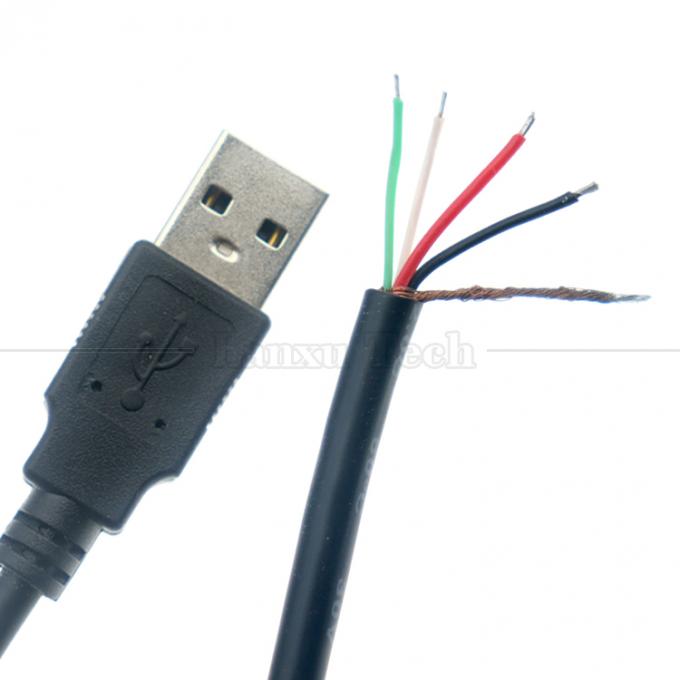 オーダーメイド製造USB A 男性から脱ぎ抜けた裸のワイヤー オープンエンドピグテールケーブル 3