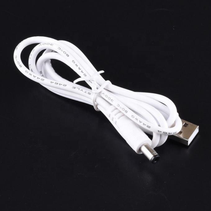 ホワイト 1M 5V USB 2.0 A 男性からDC バレル ジャック 5.5X2.1mm 電源充電ケーブル 6