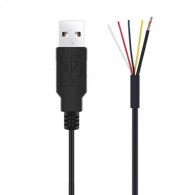 CUSTOM シールド USB 2.0 男性から脱ぐ 缶詰付き 4本のワイヤル オープンエンド ピッグテール 裸端ケーブル 6