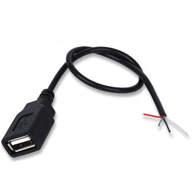 男性 女性USB2.0タイプA フリーエンドのプラグで,LEDストリップ用の開いたピッグテールワイヤ充電ケーブルを缶詰に 3