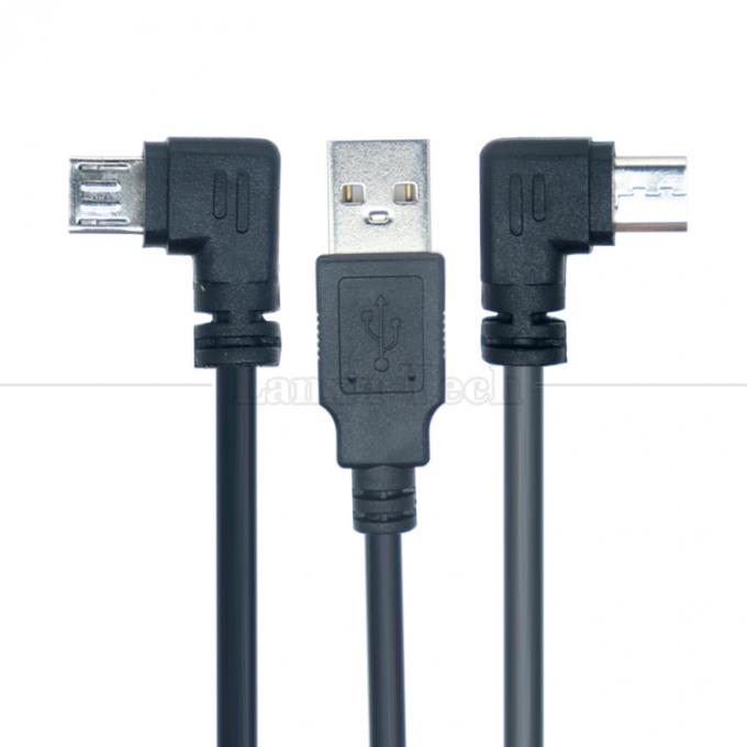 カスタマイズ 1m 2m 3m 90度 右角 Micro B V8 コネクタ USB拡張データ充電ケーブル 0