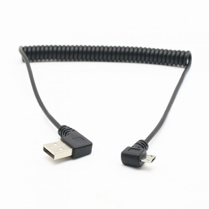 CUSTOM 1M 90度 右角USB A 男性からマイクロb 男性スプリング巻きUSBケーブル 4