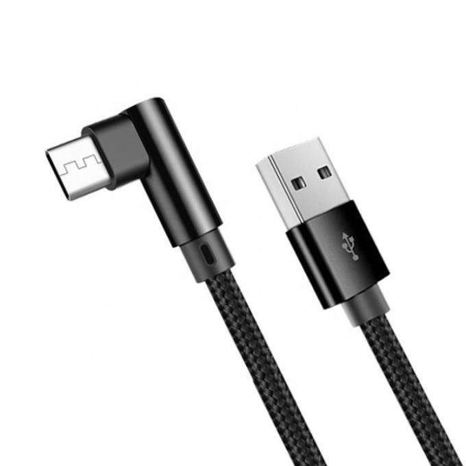急速充電 2.4A ナイロン 帯状 L 形 左角 マイクロ b から USB A 男性 データ 充電ケーブル 電話 3