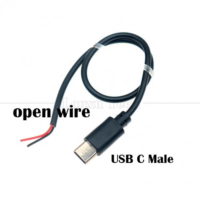 カスタムデータ充電 2 4コア USBタイプC 男性 女性から脱いで開いたワイヤエンドピグテールケーブル 1