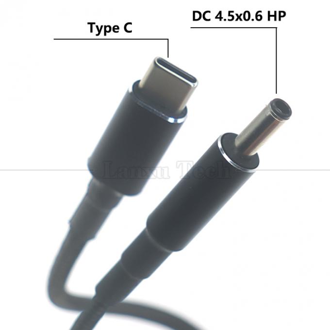 ナイロン 帯状 100W 20V 5A PD タイプ C から DC 4.5x3.0 7.4x0.6 アダプター 充電ケーブル HP デール レノボ アスース エッサー サムスン ノートパソコン 1