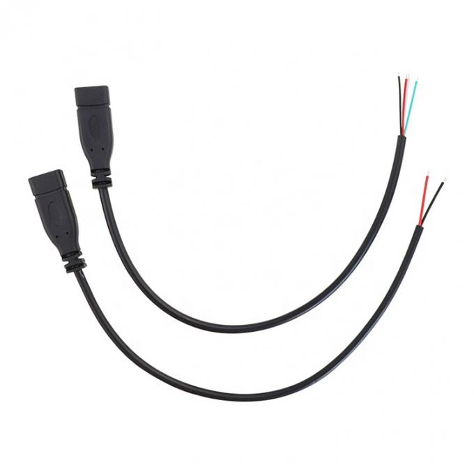 OEM 2 4コア USBタイプC 男性 女性 脱ぎ開いたワイヤエンド ピンテールケーブル 3