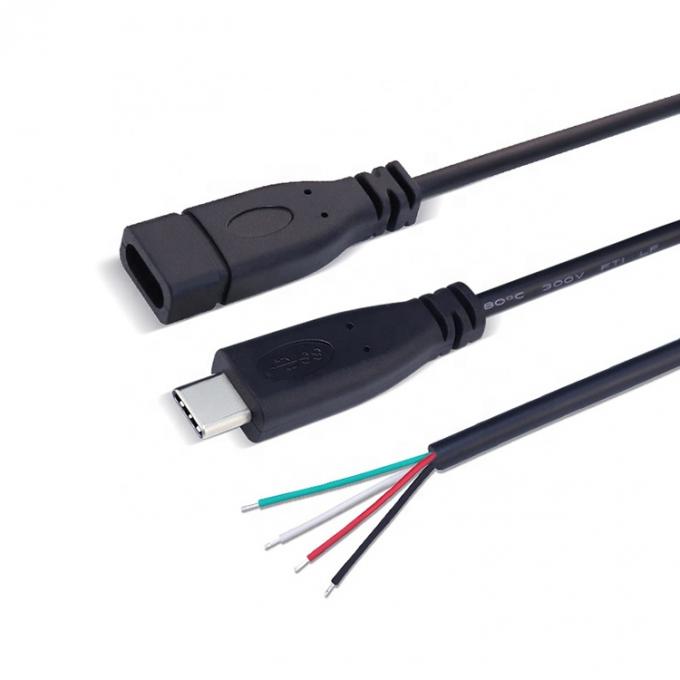 OEM 2 4コア USBタイプC 男性 女性 脱ぎ開いたワイヤエンド ピンテールケーブル 4