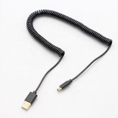 購入 カスタム ブラック スプリング 急速充電 巻き式 スプリアル USB Type C から USB 充電器拡張ケーブル online manufacture