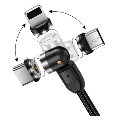 購入 急速充電機 電話用品 540度回転 3 in 1 マイクロタイプC 磁気USB データ充電ケーブル online manufacture