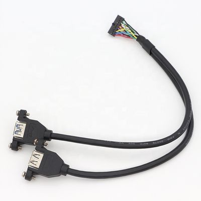 購入 Y スプリッタ スクリューロック スタッド 双 USB 3.0 タイプ A 女性 パネル マウント USBケーブル モレックス online manufacture
