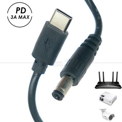 購入 PD 充電 3A 9V 12V 15V 20V USBタイプ C から DC 5.5x2.1mm ジャック アダプター 変換ケーブル Wi-Fi ルータ モデム プロジェクター カメラ online manufacture