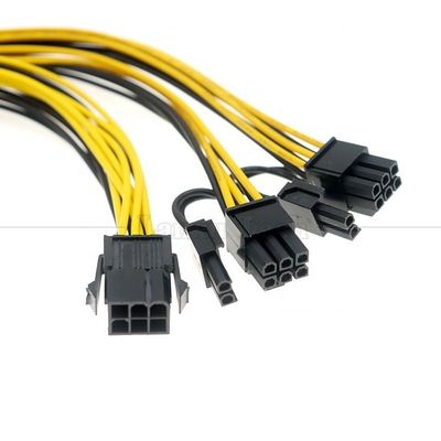 GPU 6 PIN から Dual 8 PIN 18AWG PCI エクスプレス マザーボード電源アダプター PCIe拡張ケーブル