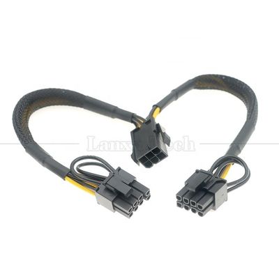 スリーブ 18AWG 純クーパー Y スプリッタ 6ピンからダブル 8ピン 6+2 PCI エクスプレス パワーアダプタ GPU用のPCIeケーブル拡張